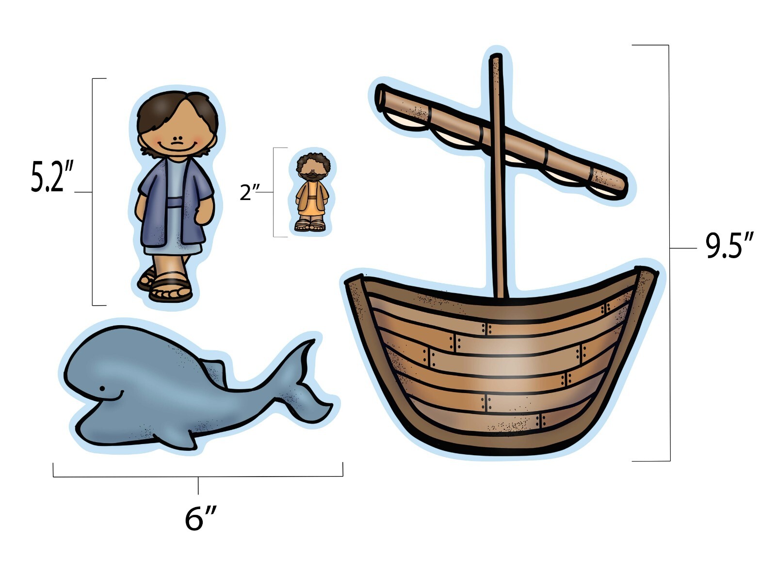 JONAH & THE WHALE Bible Felt Figures Flannel Board Stories Old Testament Story