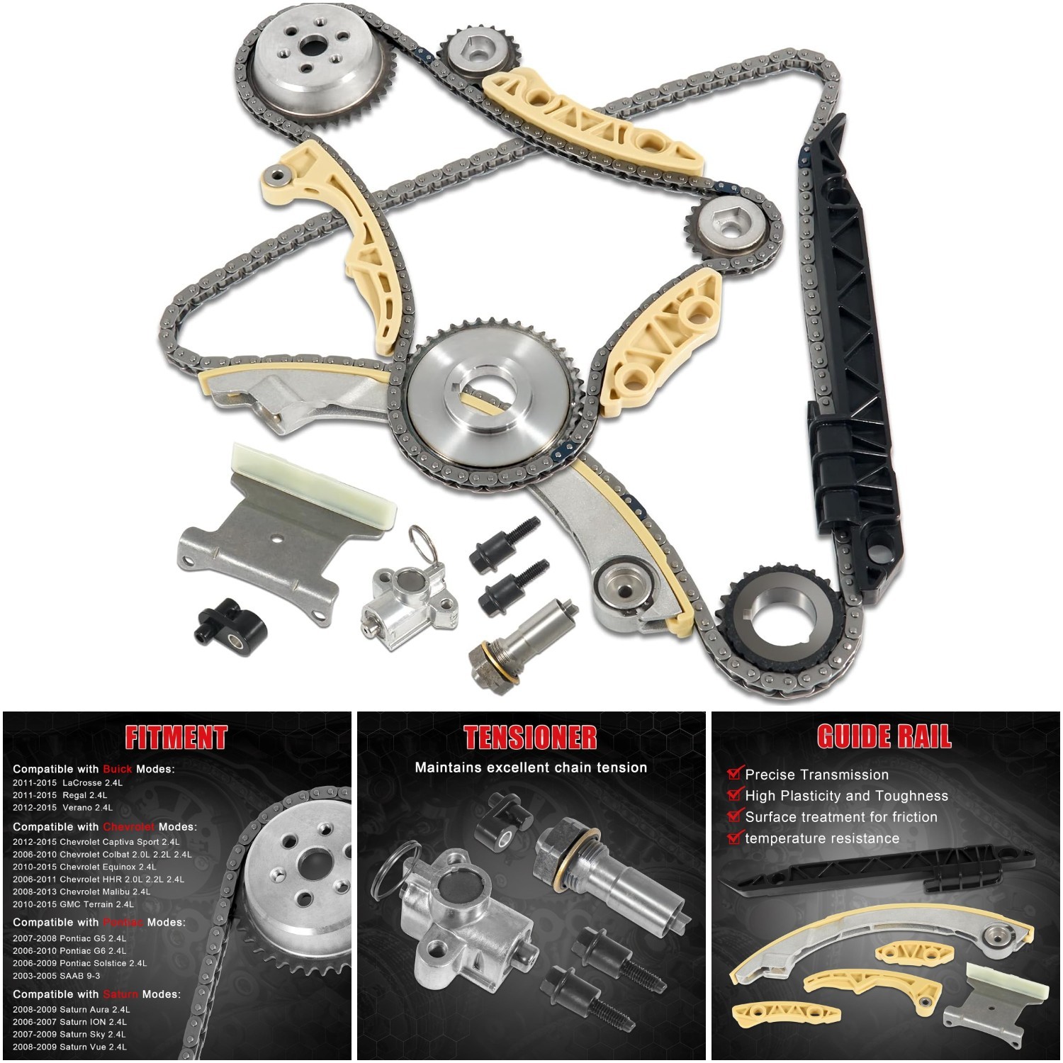 94201S Timing Chain Kit Tensioner Guide Rail Crank Sprocket Shaft 2.0L 2.2L 2.4L