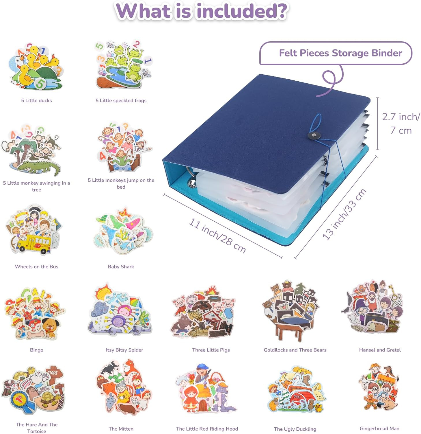 16 Pack Felt Board Story Set with Binder for Preschool – Classic Tales Included