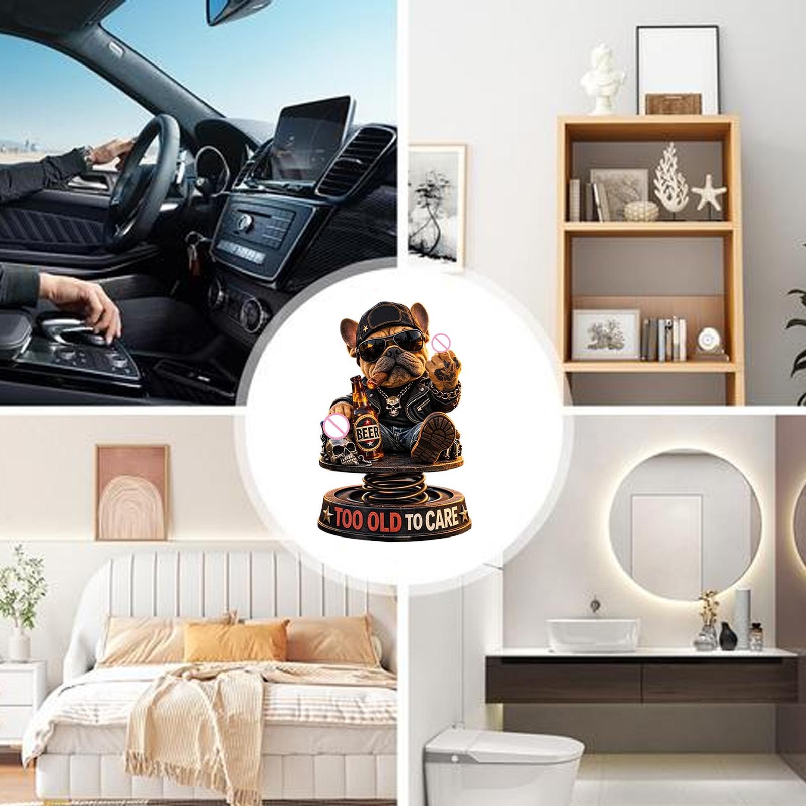 Dashboard Accessories Cute Funny Non Slip Resin Fun Car Accessories Dog Figures