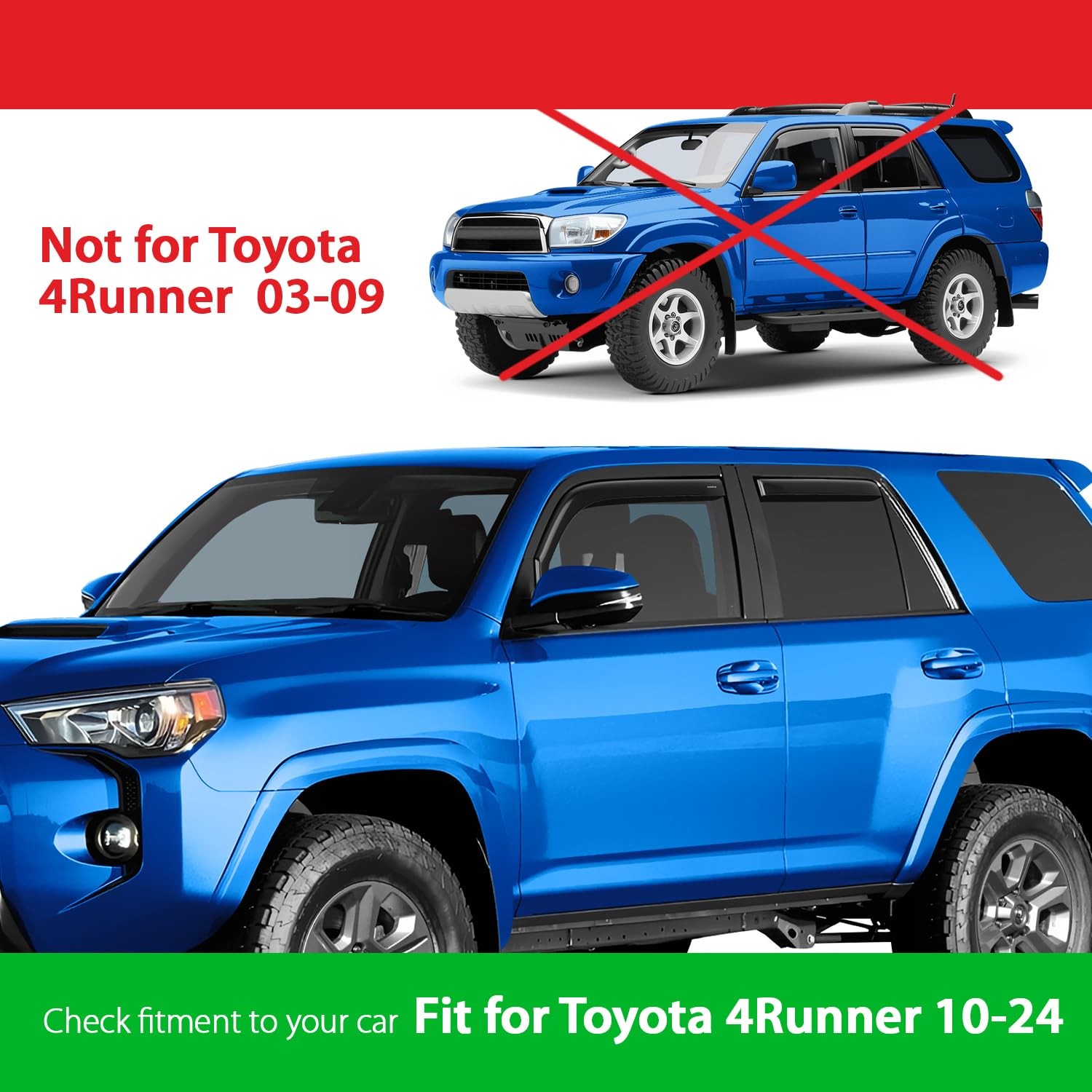 Goodyear Window Vent Deflectors For Toyota 4Runner 2010 2024 Smoke Finish