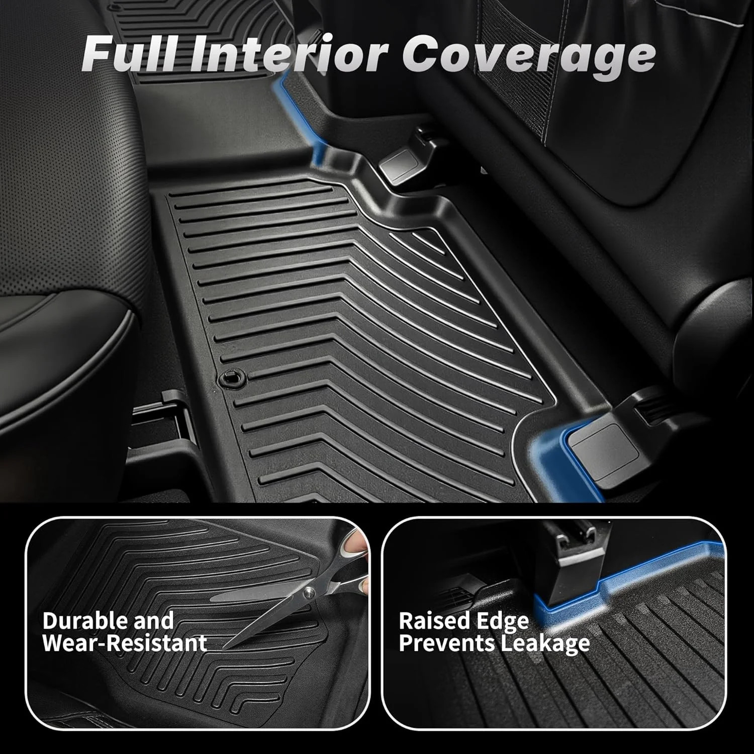 OEDRO Floor Mats Fits for 2014-2018 Chevrolet Silverado/GMC Sierra 1500 Double C
