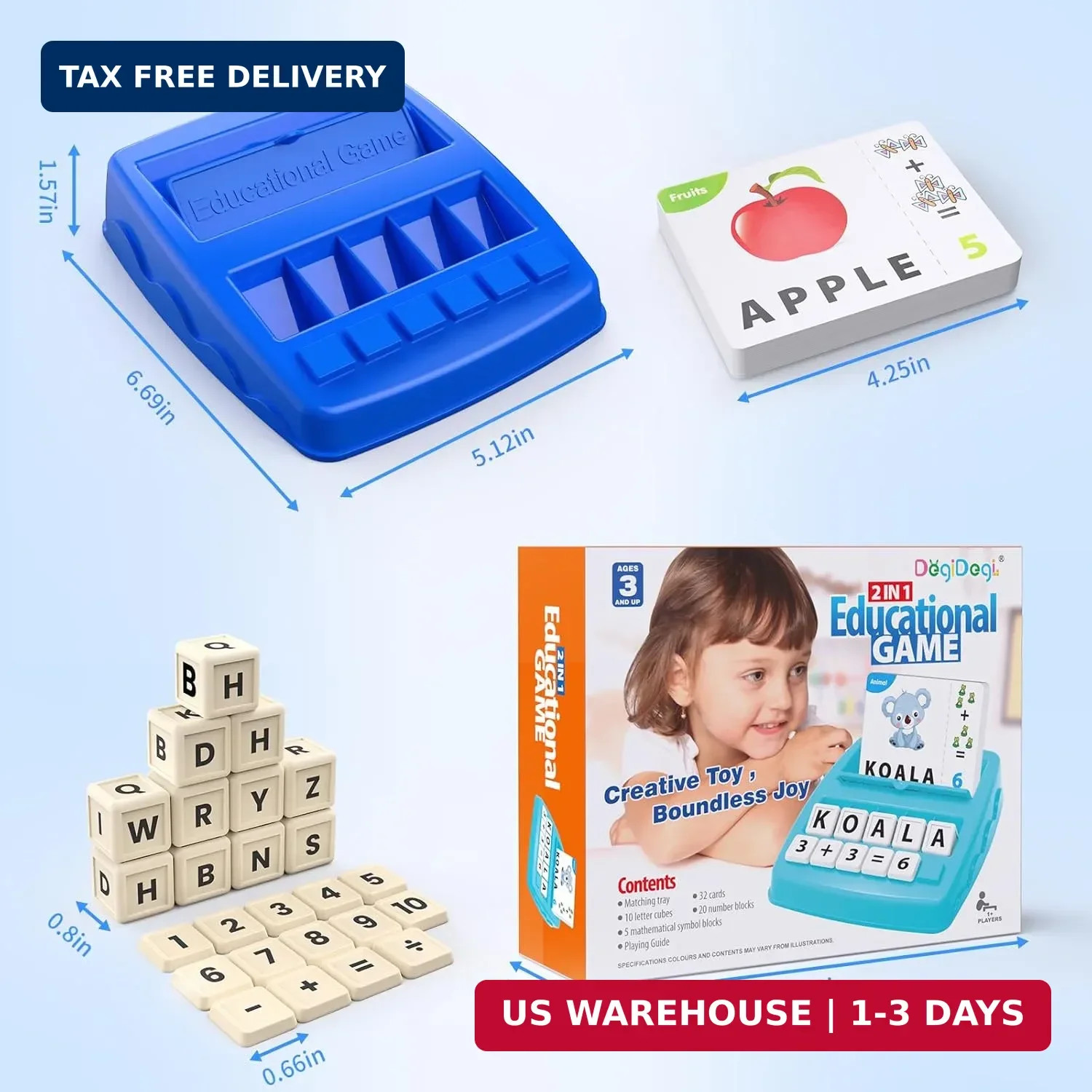 Educational Toys for Kids Ages 3-8, Matching Letter Spelling Math Game ABC Learn