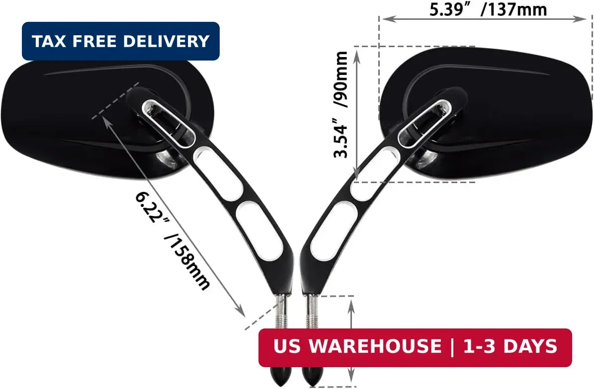 FOVPLUE Handlebar Mount Mirrors,Left & Right Side Rearview mirrors for 1982-2025