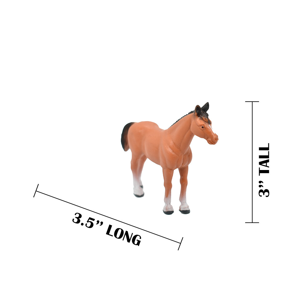 Horse, Brown & White Stocking Plastic Toy Animal, Realistic Figure, 3.5″ F4422