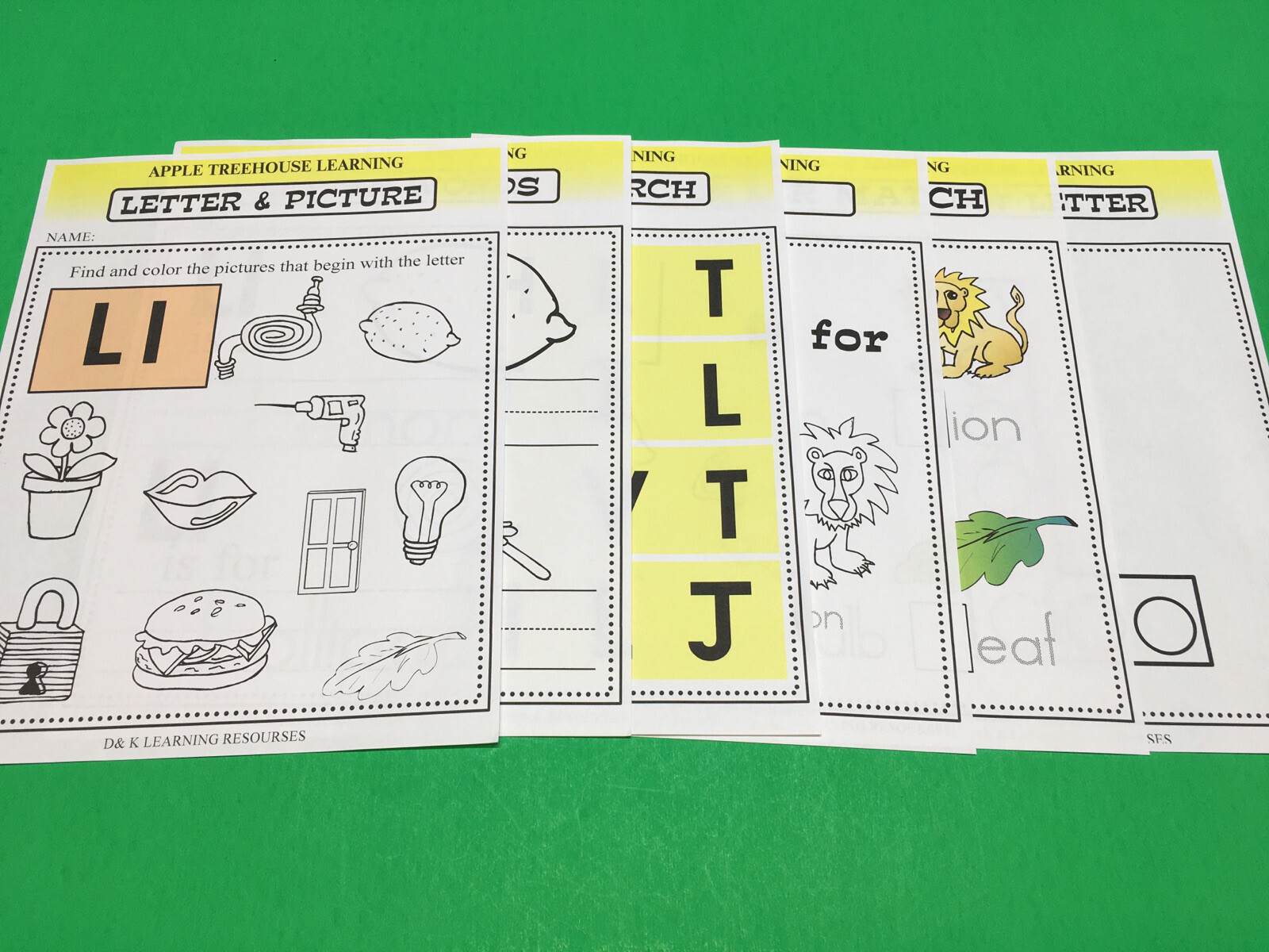 Letter Ll – Apple Treehouse Worksheets – Preschool Teaching supplies 20pgs