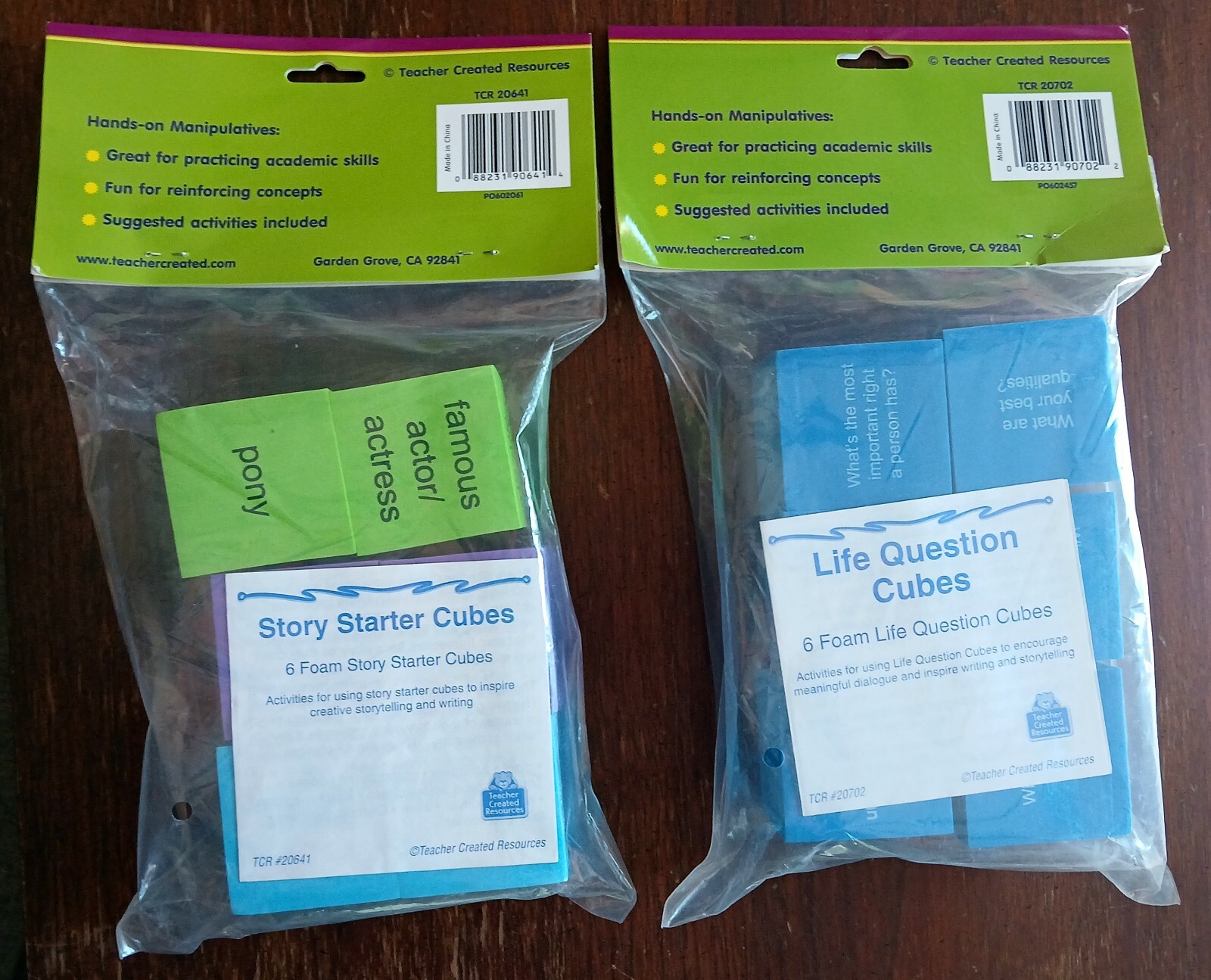 Teacher Created Resources Classroom Life Question/Story Starter Foam Cubes 2pack