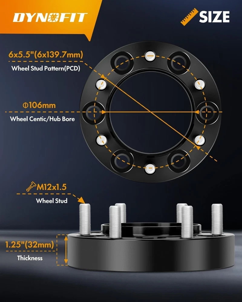 dynofit 6×5.5 Wheel Spacers 1.5 Inch for Toyota Tacoma/4Runner/FJ Cruiser, 10…