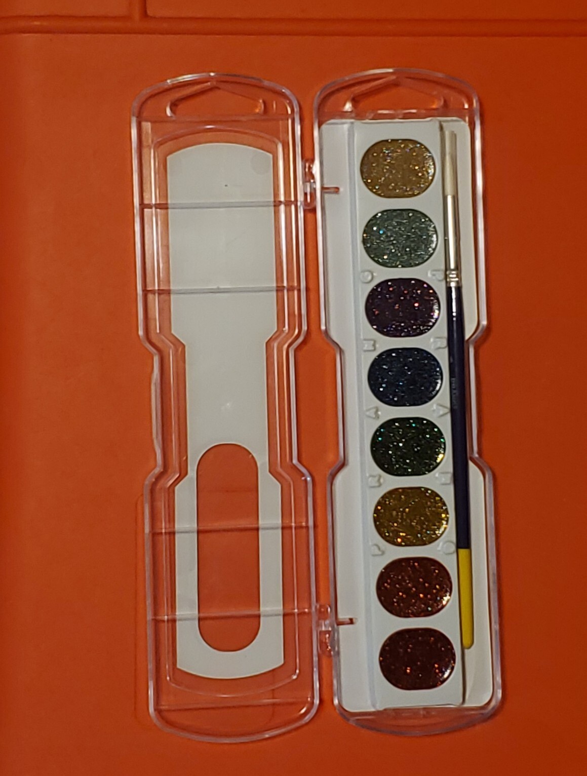 Washable Watercolors Set, 8 Assorted Glitter Colors w/Brush
