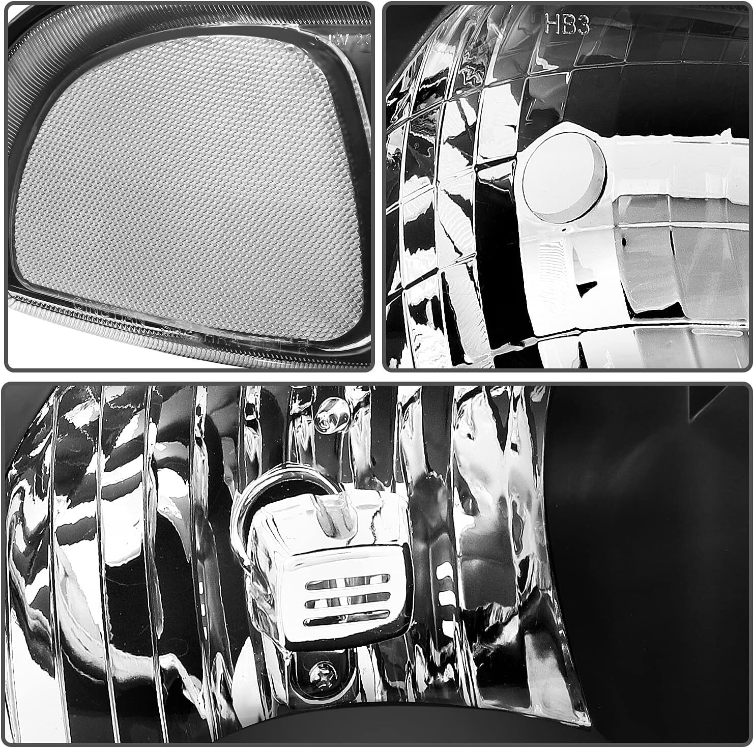 99-06 GMC Sierra 1500 2500 3500 HD Yukon Headlight Assembly Black Housing Pair