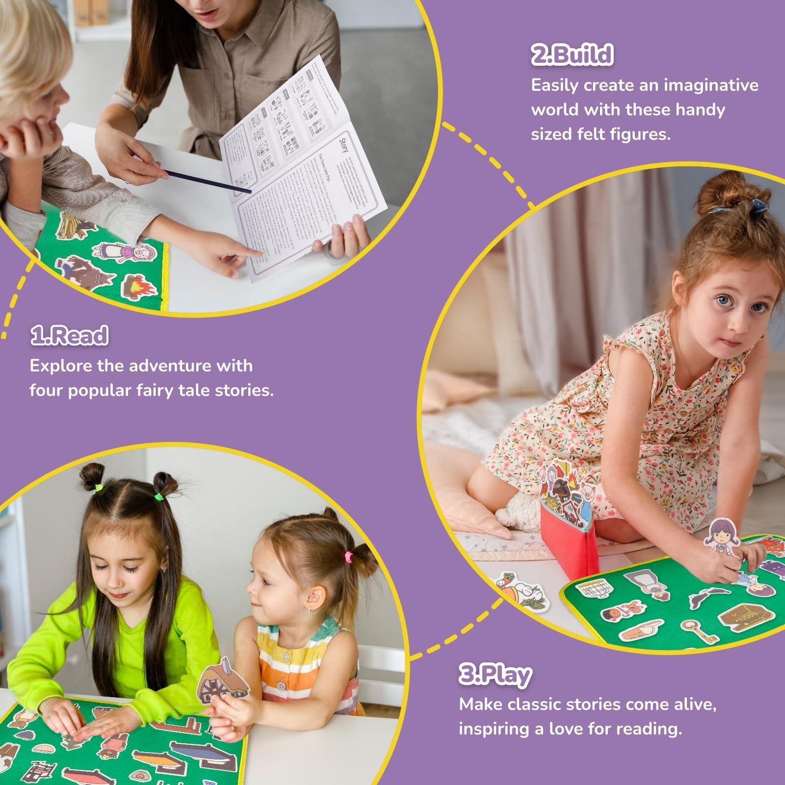 CHEFAN 12 Pack Felt Board Stories Set,Fairy-Tales Flannel Board Stories with …