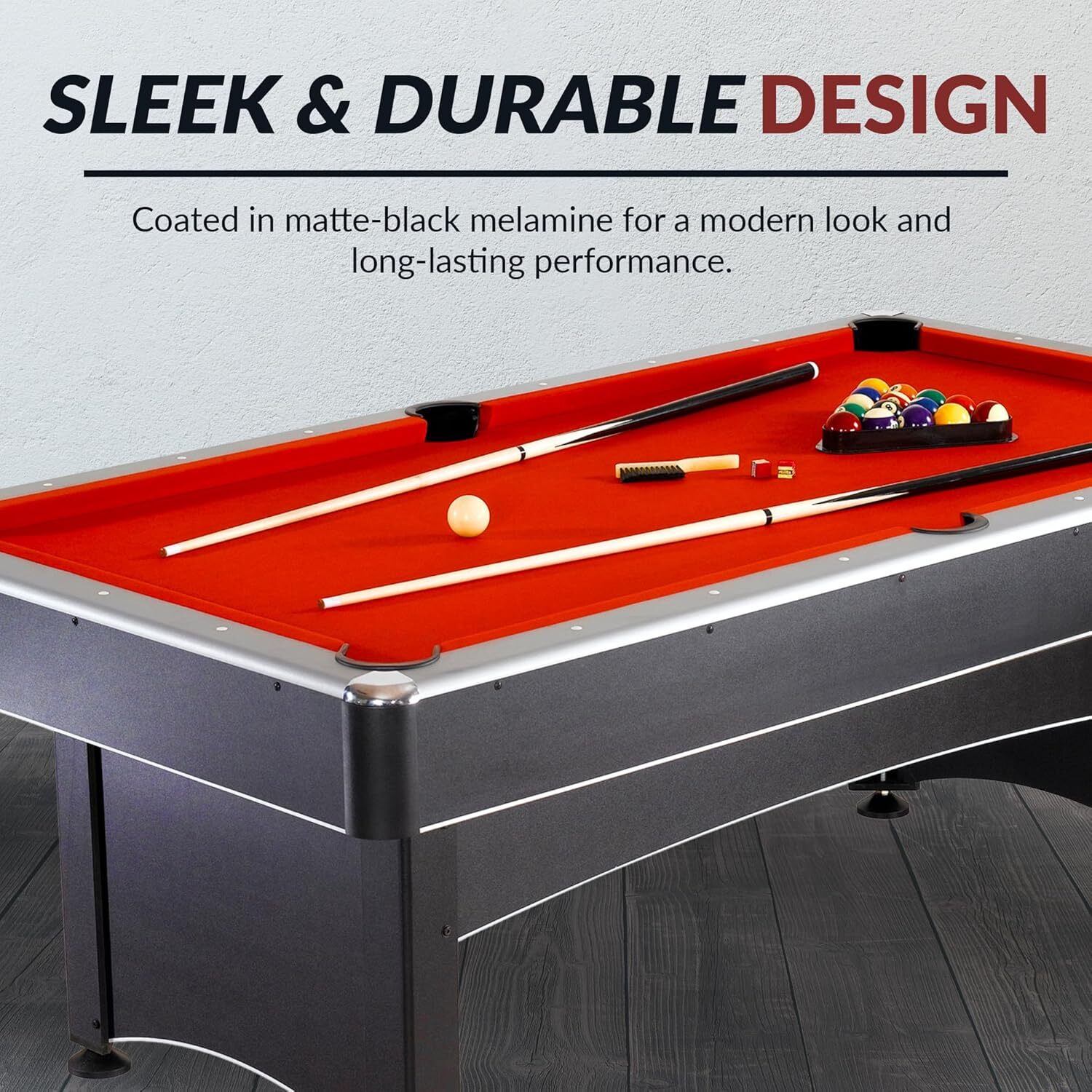 Hathaway Maverick 7-Foot Pool and Table Tennis Multi Game with Red Felt and Blue