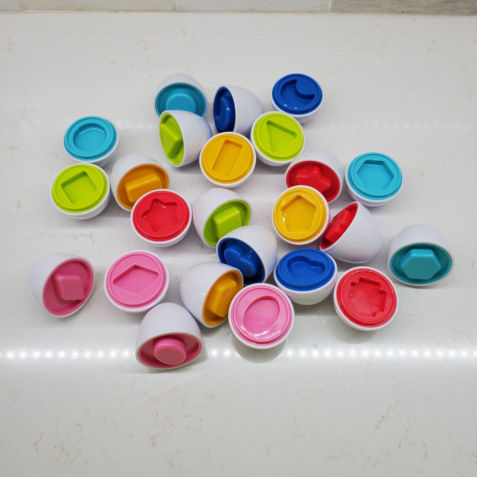 Matching Shapes Game 12 Plastic Eggs – Shapes & Color Sorter Educational Play