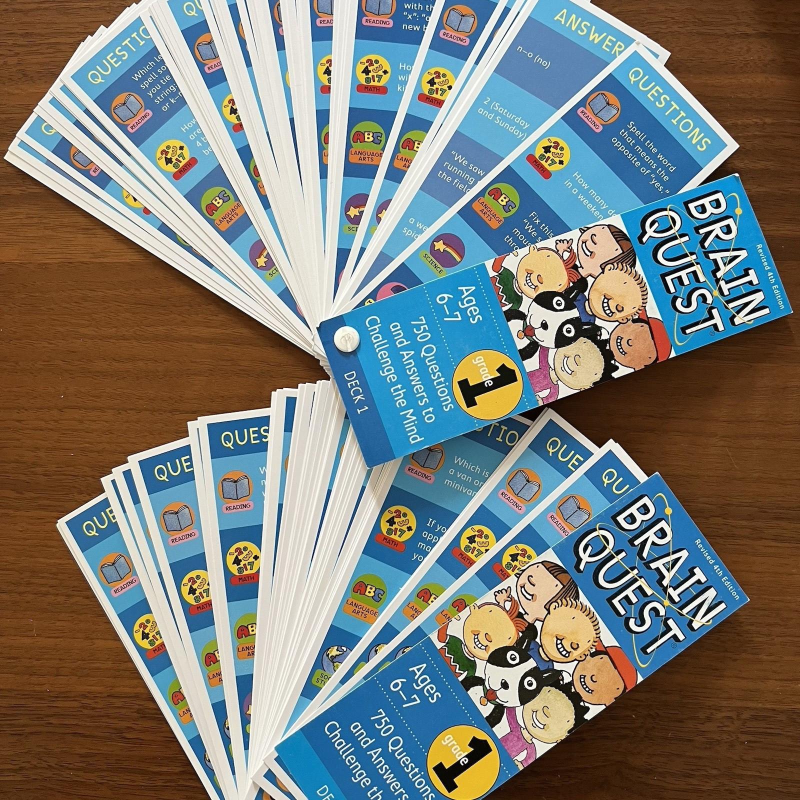 Brain Quest Learn Multi-Subject Grade 1 Ages 6-7 Lot of 2 Quiz Deck 4th Ed 2012