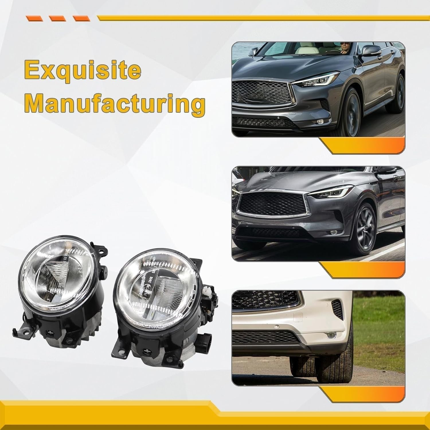 Front Fog Lights Pair for Infiniti Q50 Q60 QX50 QX60 QX80 2014-2018 Driver Passe