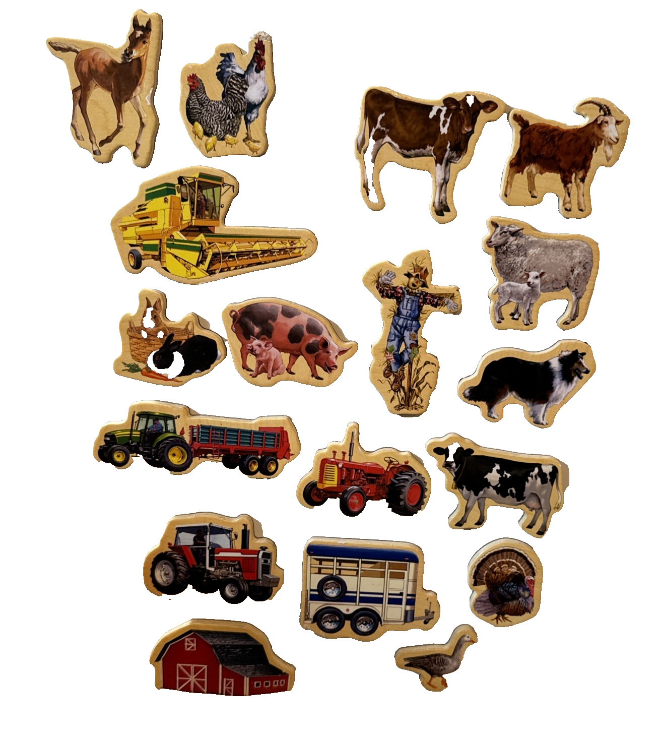 T.S. Shure “on the farm” Wooden Magnets 18 Piece MagnaFun Set No Case