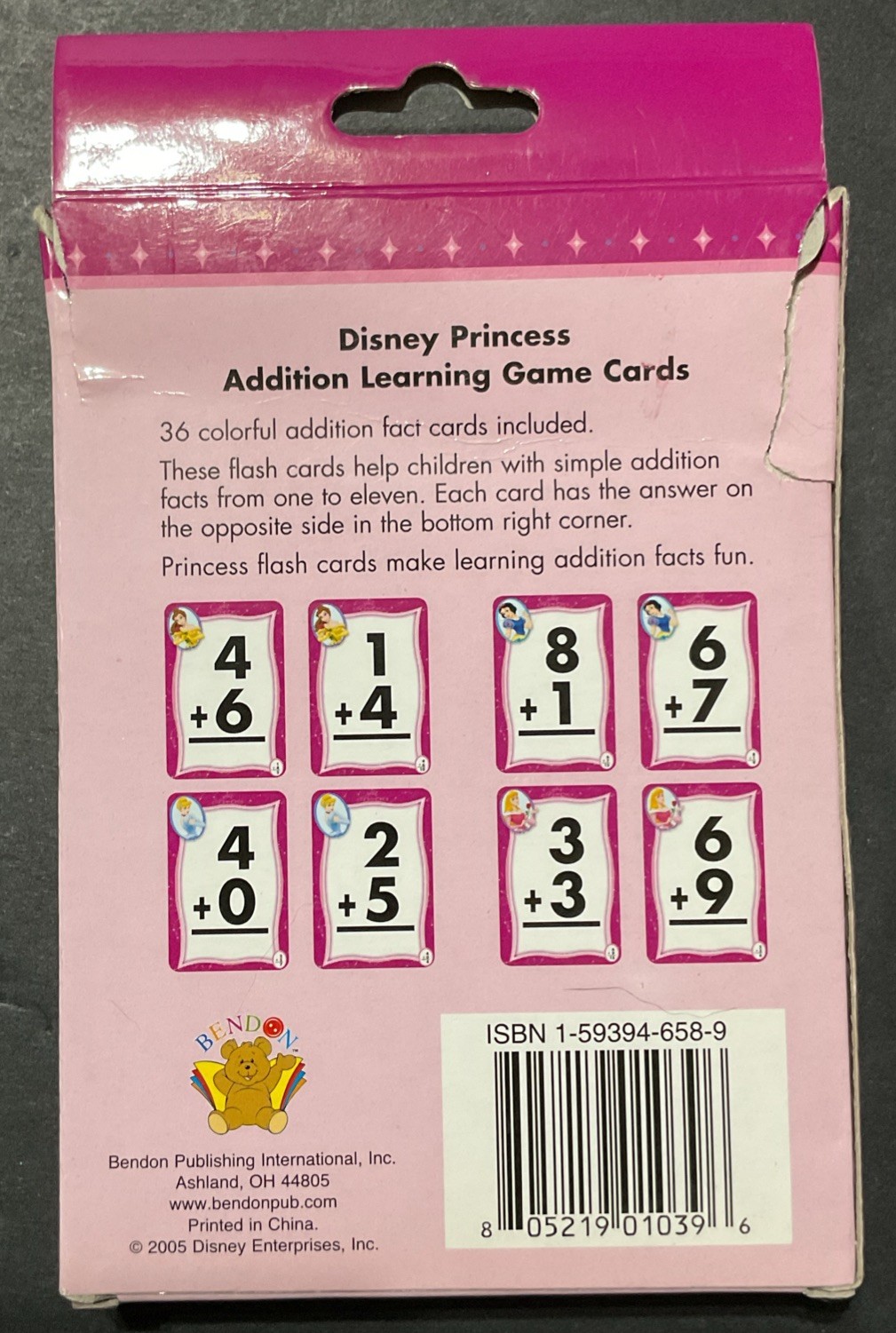 2005 Disney Princess Numbers & Counting / Addition Lot Of 2 Learning Game Cards