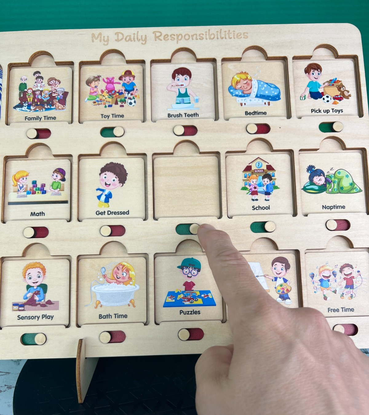 Wooden Montessori Daily Responsibilities Chart Routine Board for Toddlers Kids