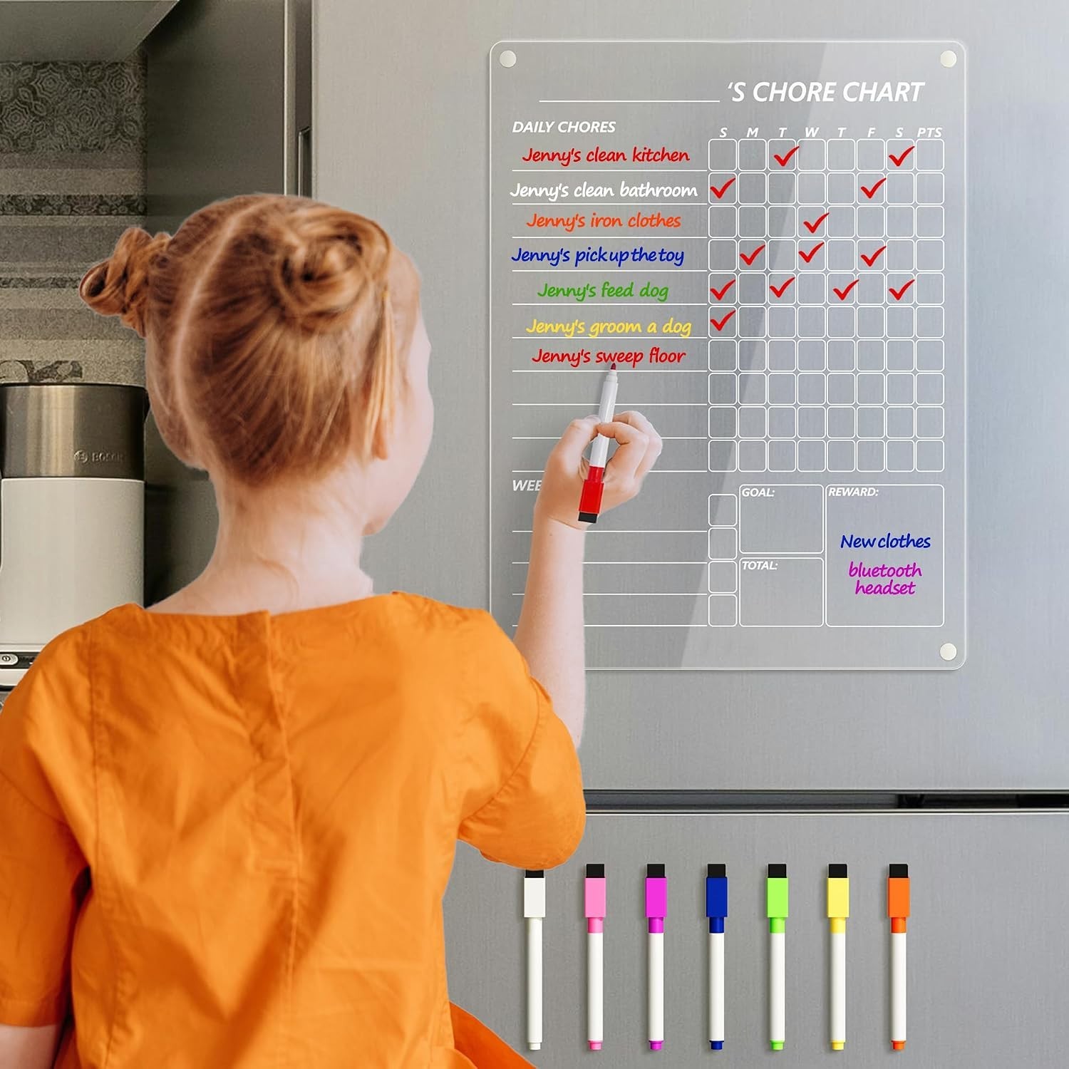 12″x9″ Magnetic Chore Chart – Engaging Acrylic Board for Family Responsibility