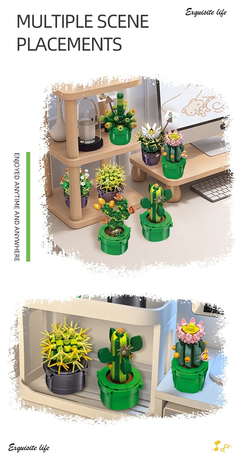 Cactus Potted Plant Set 9 Sets Building Blocks Creative Toy