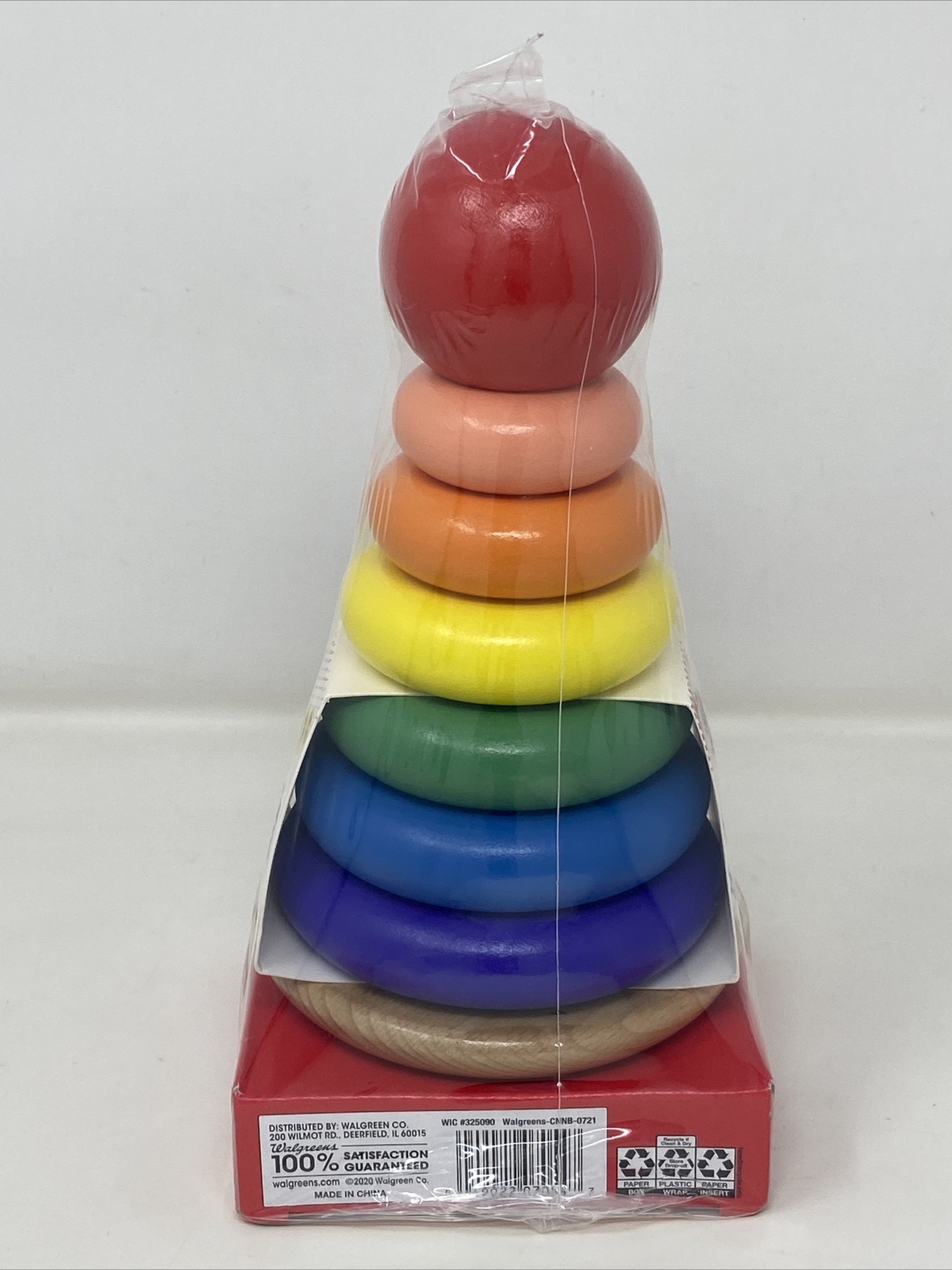 Wooden Stacking Rings Toy for 12mos+, Wood Sensory Tower