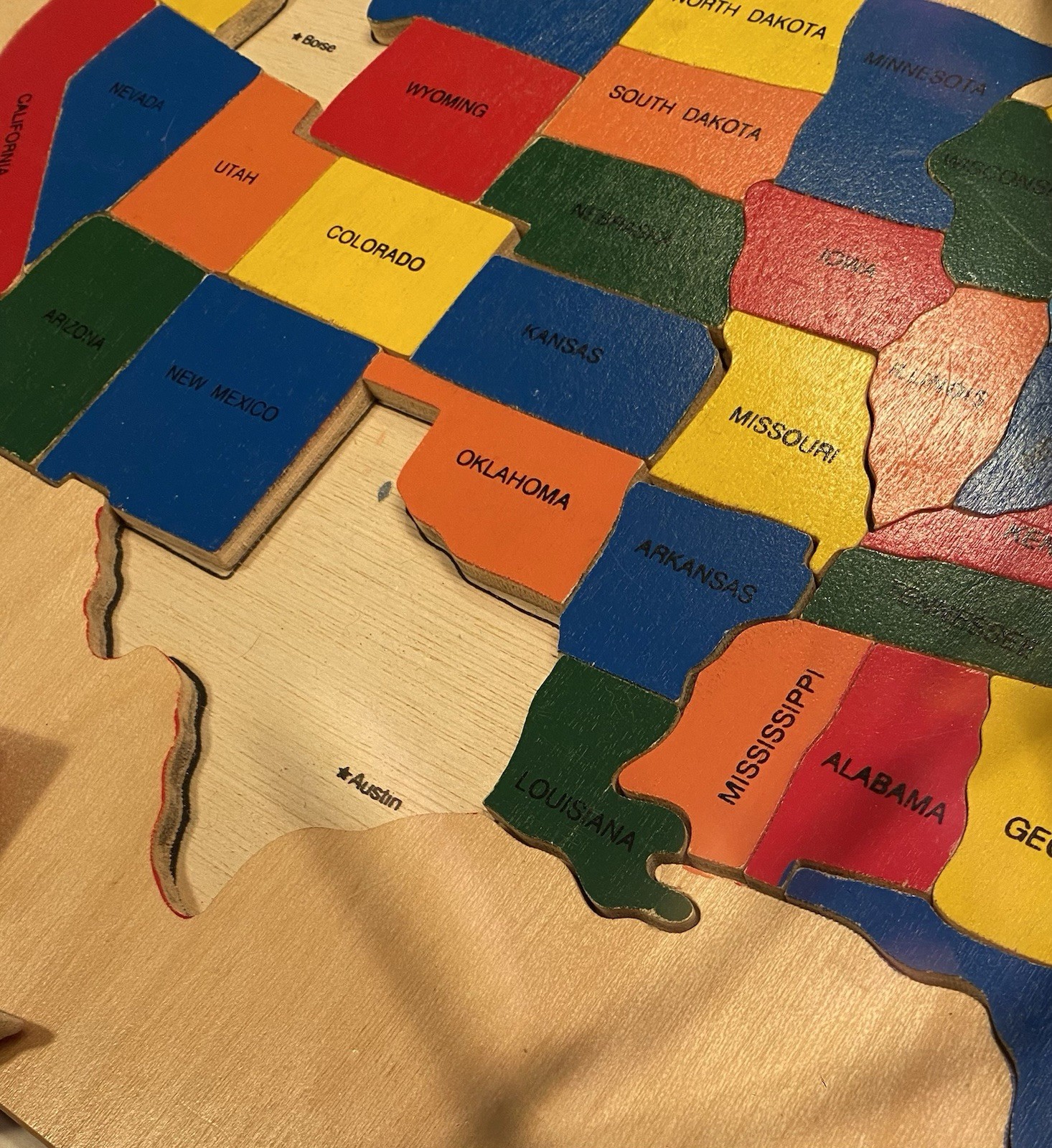 50 State USA wood Map Puzzle Kids Interactive Toy Learning 1993 Troll Associates