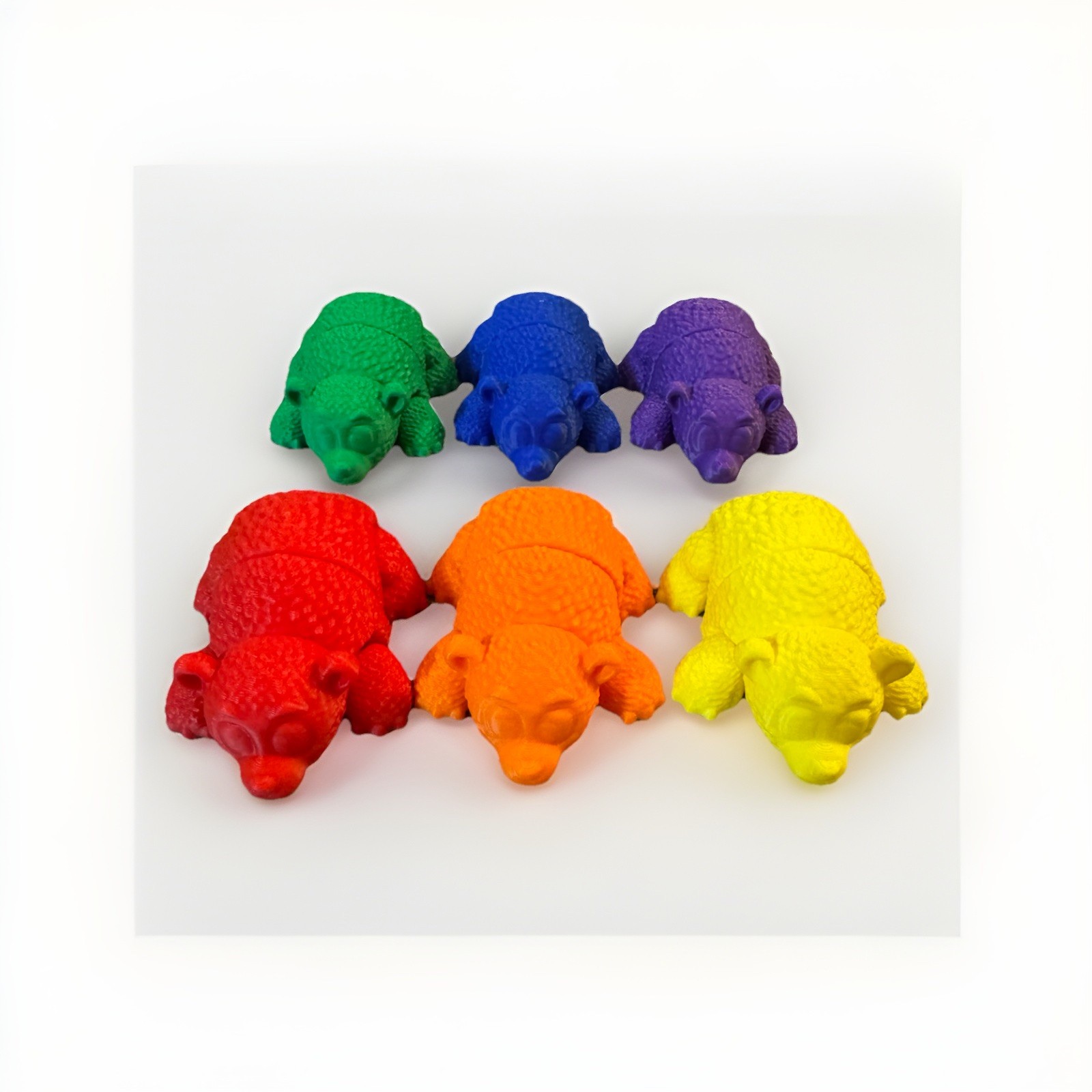3D Printed Articulated Rainbow Bears Fidget Sensory Toys For Kids Learning 6 SET