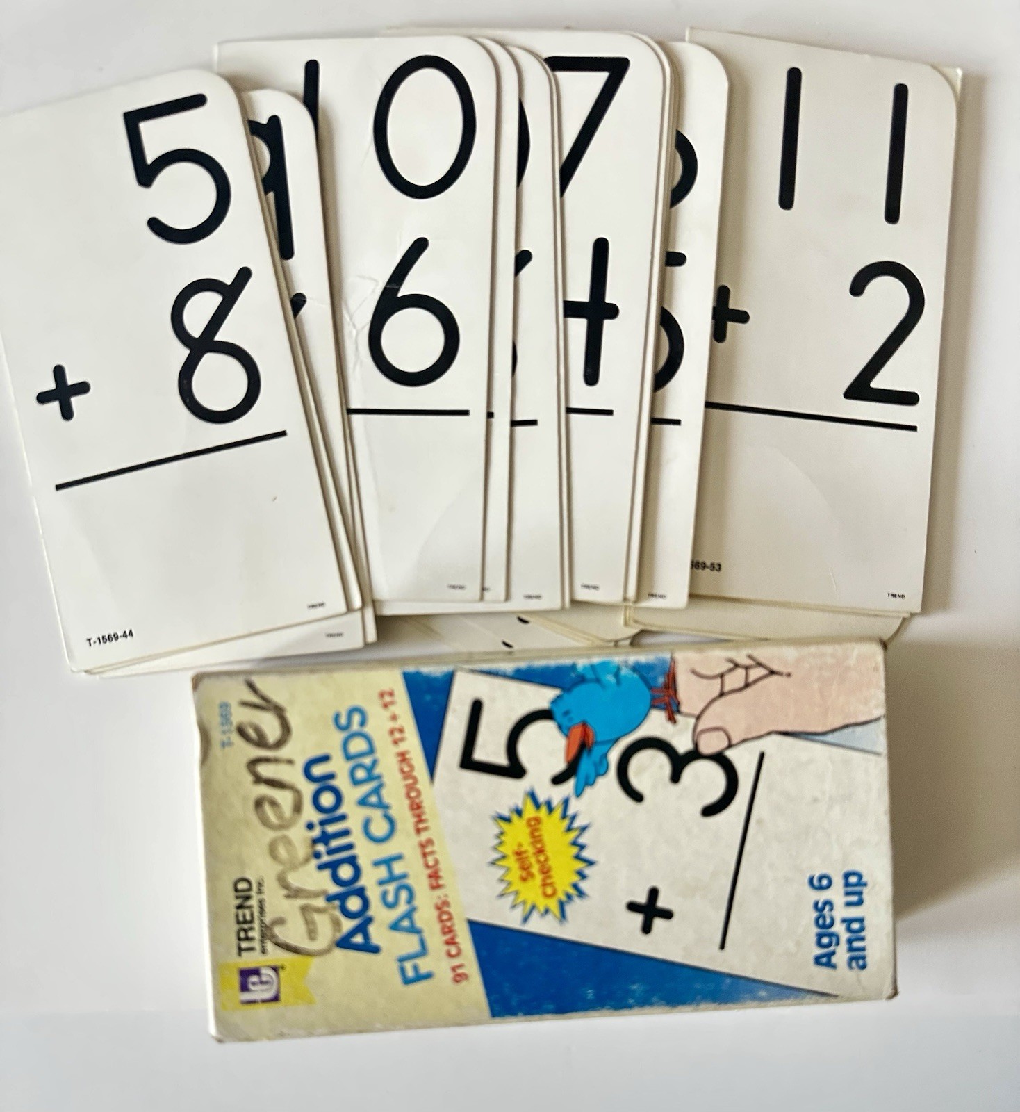 Vintage 1985 ADDITION CARDS Ages 6 and Up Flash Cards by Trend Enterprises T-156