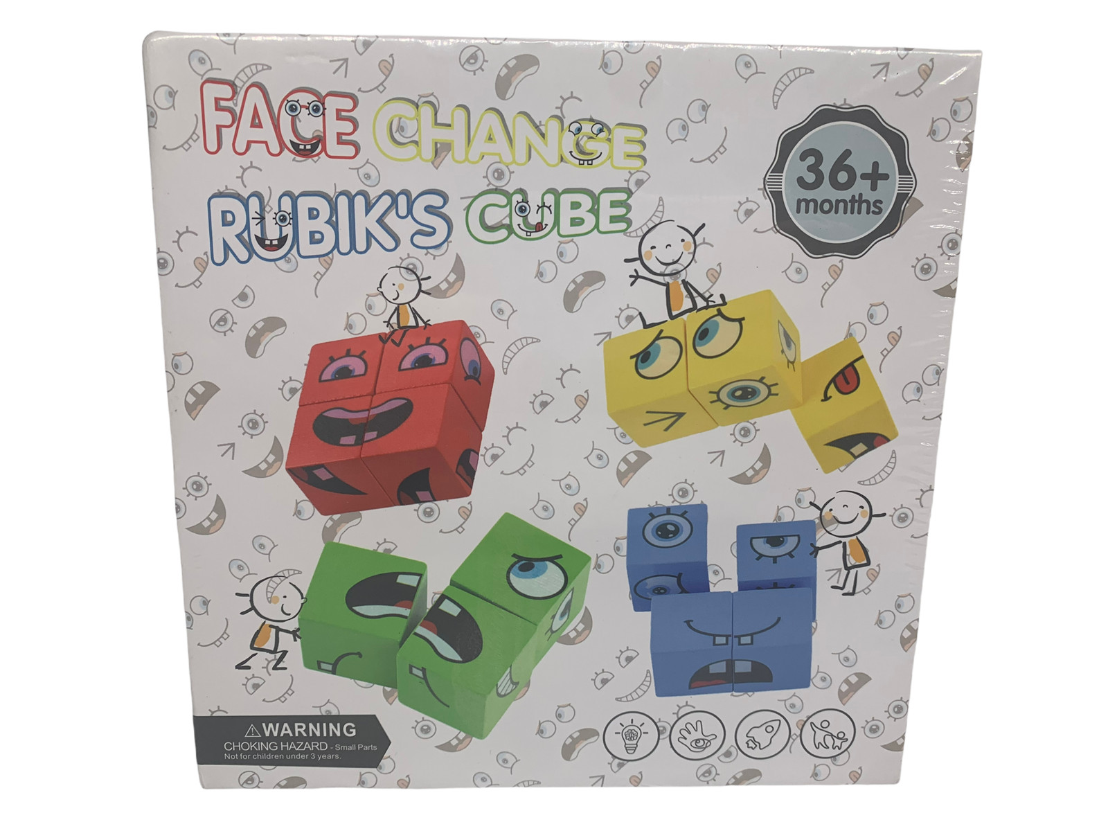 Face Change Rubik’s Cube Interactive Toy Wooden Blocks For 36 Month+