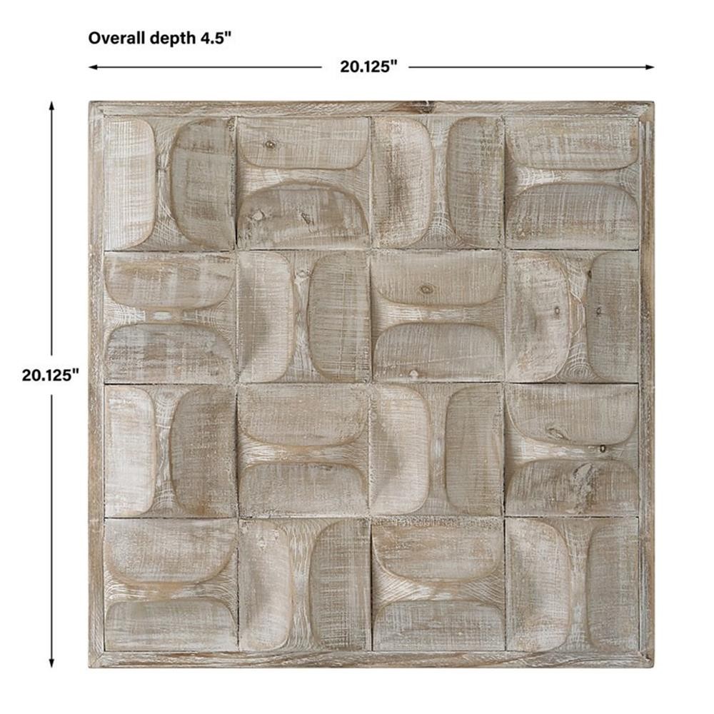 Bowery Hill Contemporary Fir Wood and MDF Wall Decor in Natural and Ivory