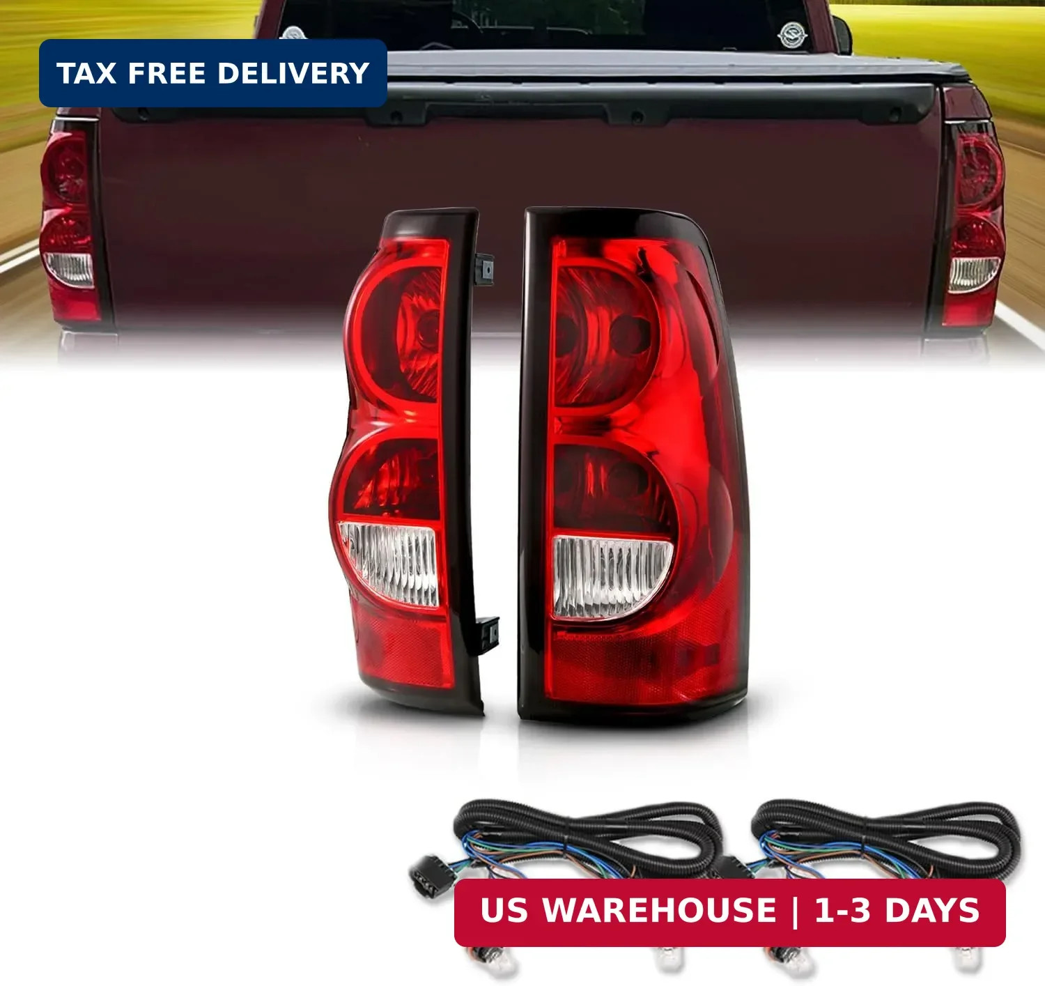 AmeriLite for 2003-2006 Chevy Silverado OE Style Ruby Red Replacement Taillights
