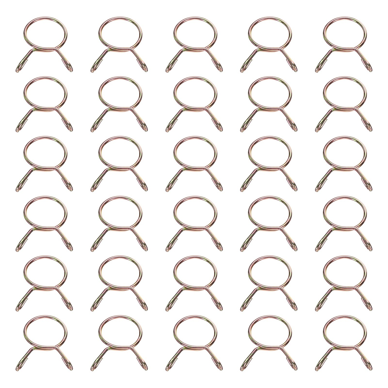 30Pcs 20mm ID 23.3mm OD Fuel Line Hose Clips 65Mn Spring Clips Clamps Gold