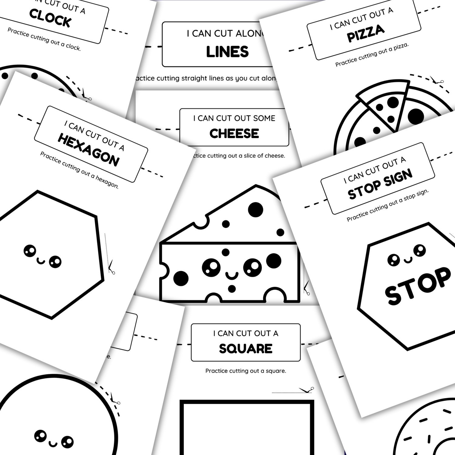 Kids Scissor Skills | Printable Cutting Worksheets for Preschool & Kindergarten