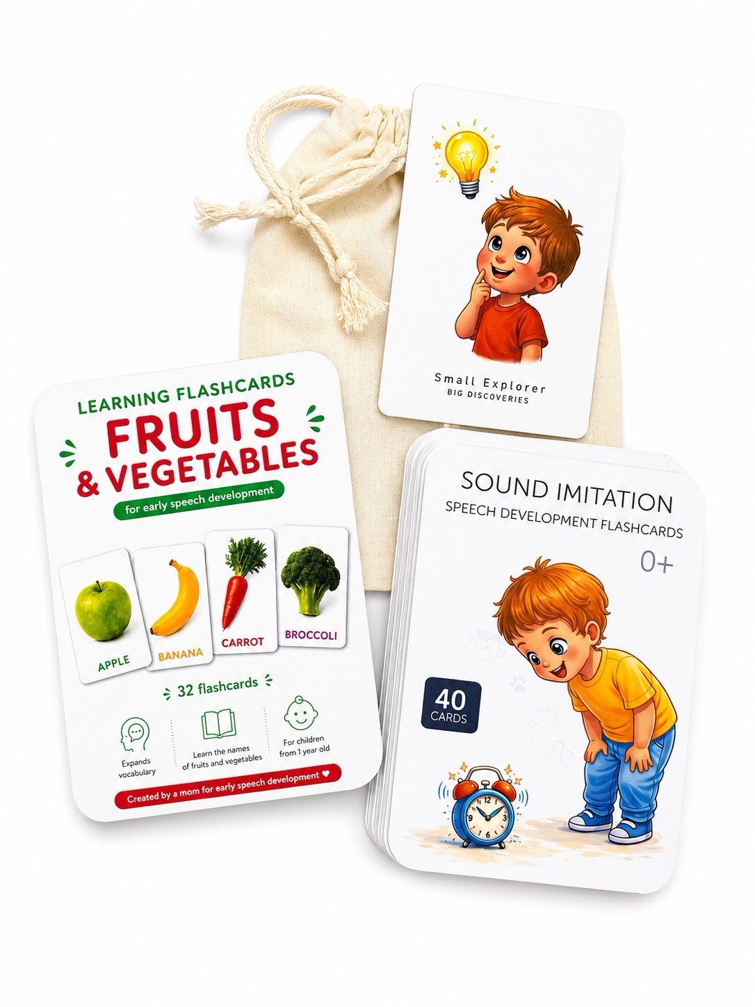 Small Explorer flash cards sound imitation 40 + fruits & vegetables 32 English