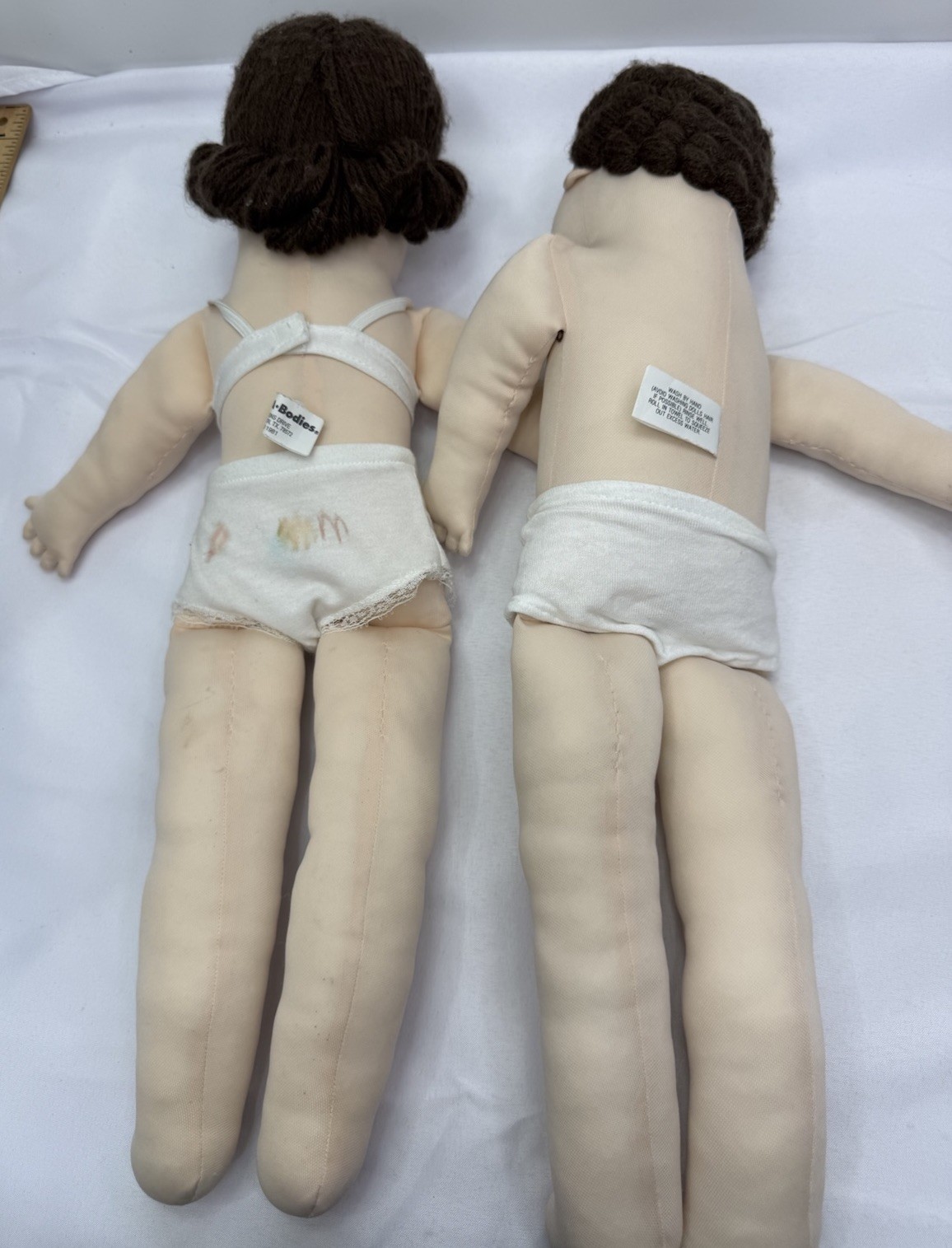 Vintage Teach A Bodies Man And Woman Anatomically Correct Plush Dolls W/clothes