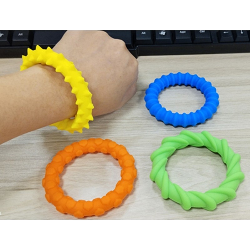 Textured Silicone Sensory Wrist Band for Concertrate and Stress Relief 4Pieces