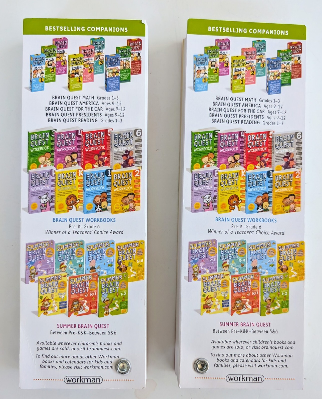 BRAIN QUEST Learning Cards Grade 5 Revised 4th Edition Deck 1 & 2 #3181