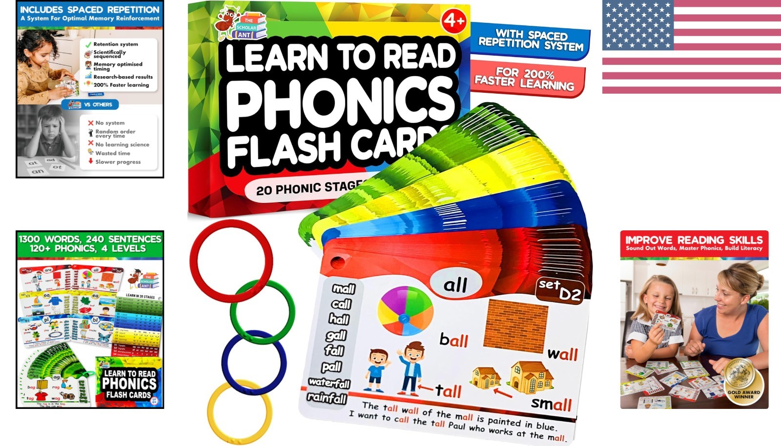 Quality Phonics Flash Cards with Spaced Repetition for Early Readers