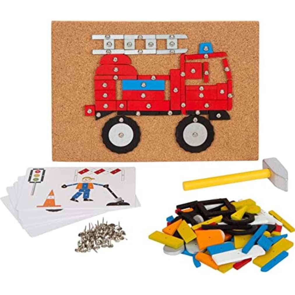 small foot Vehicles of The City Toy, Wood, with Cork Board and Hammer, for Kids