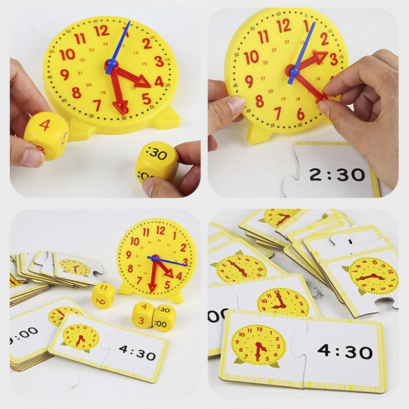 Children Time Learning Clock Puzzle Montessori Educational Matching Toy