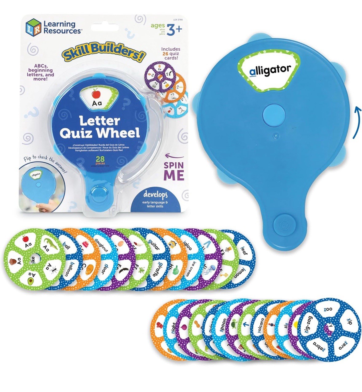 Learning Resources Skill Builders! Letter Quiz Wheel, Alphabet Flash Cards