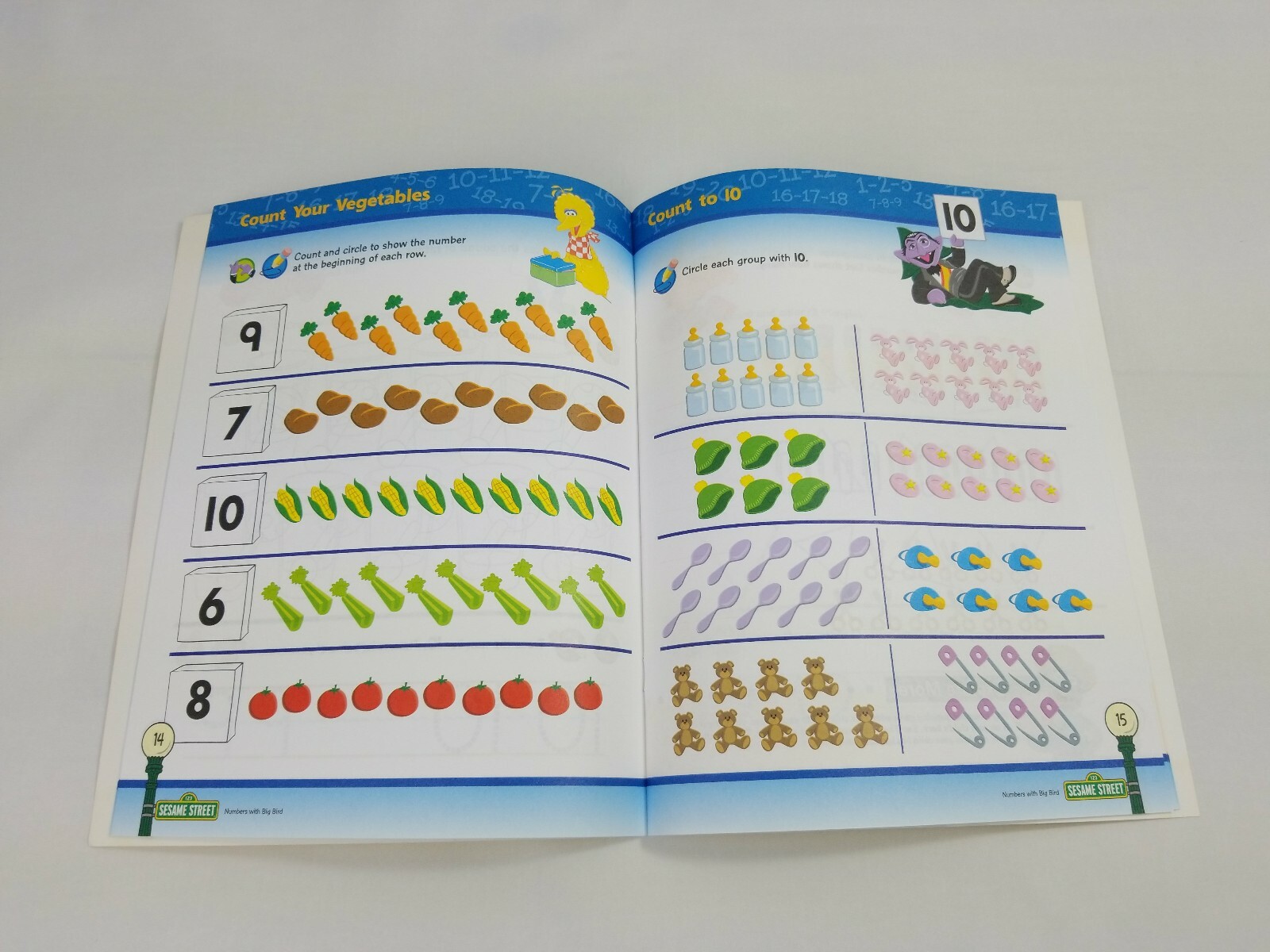 Sesame Street Numbers Book Flash Cards Elmo Stickers Grooming Chart learning