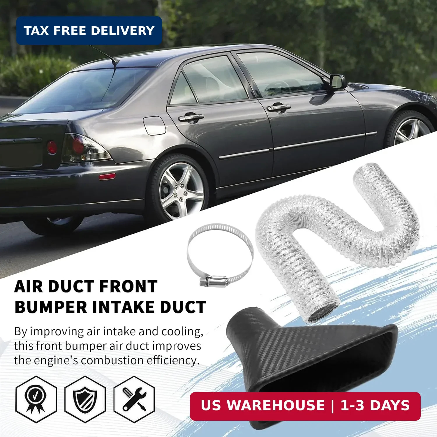 Universal Car Air Intake Duct Front Bumper Intake Duct, Front Bumper Car Square