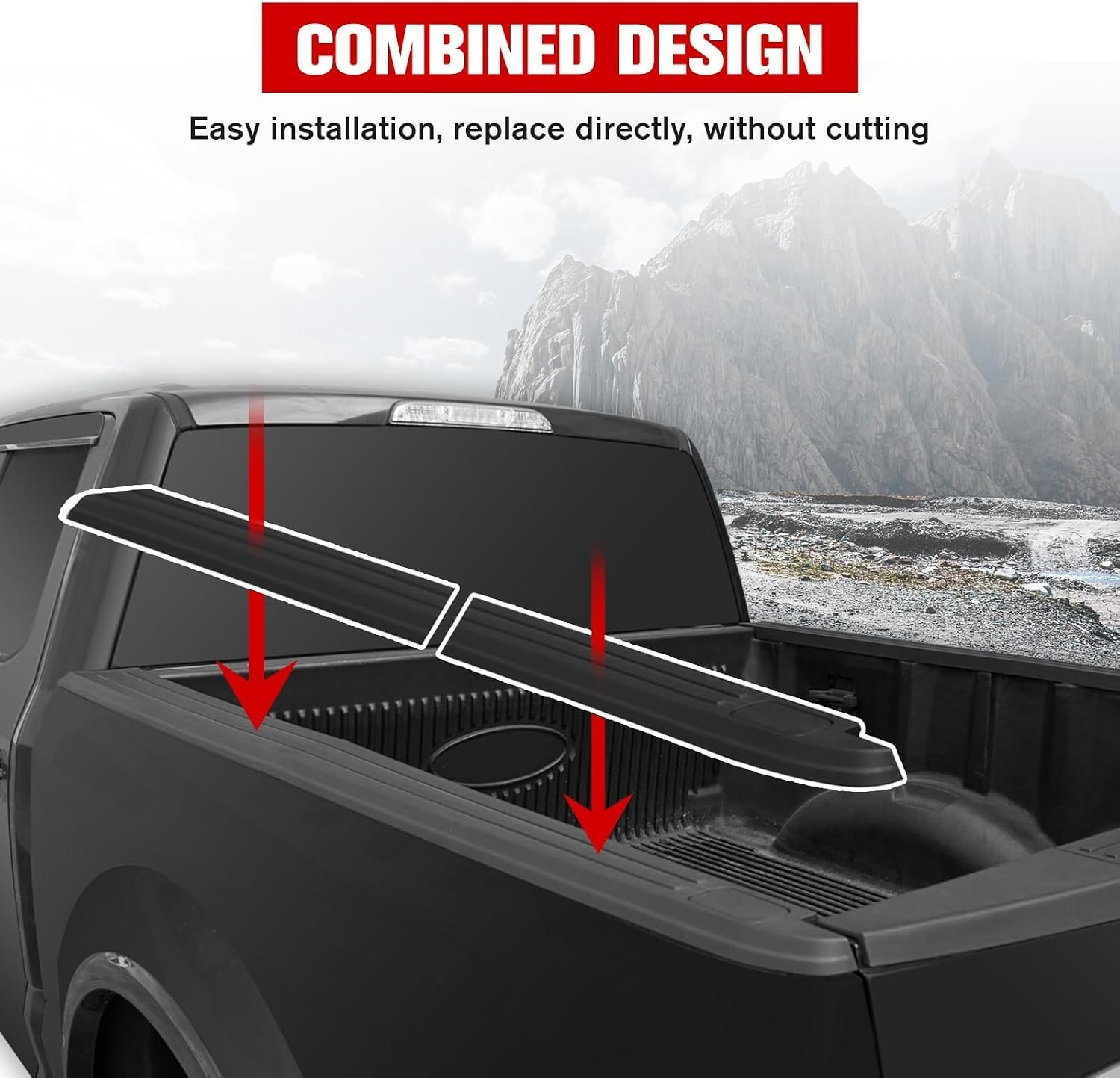 Side Bed Rail Caps 5.5′ for Ford F150 2015-2020, Black Trunk Left & Right Bed Ra