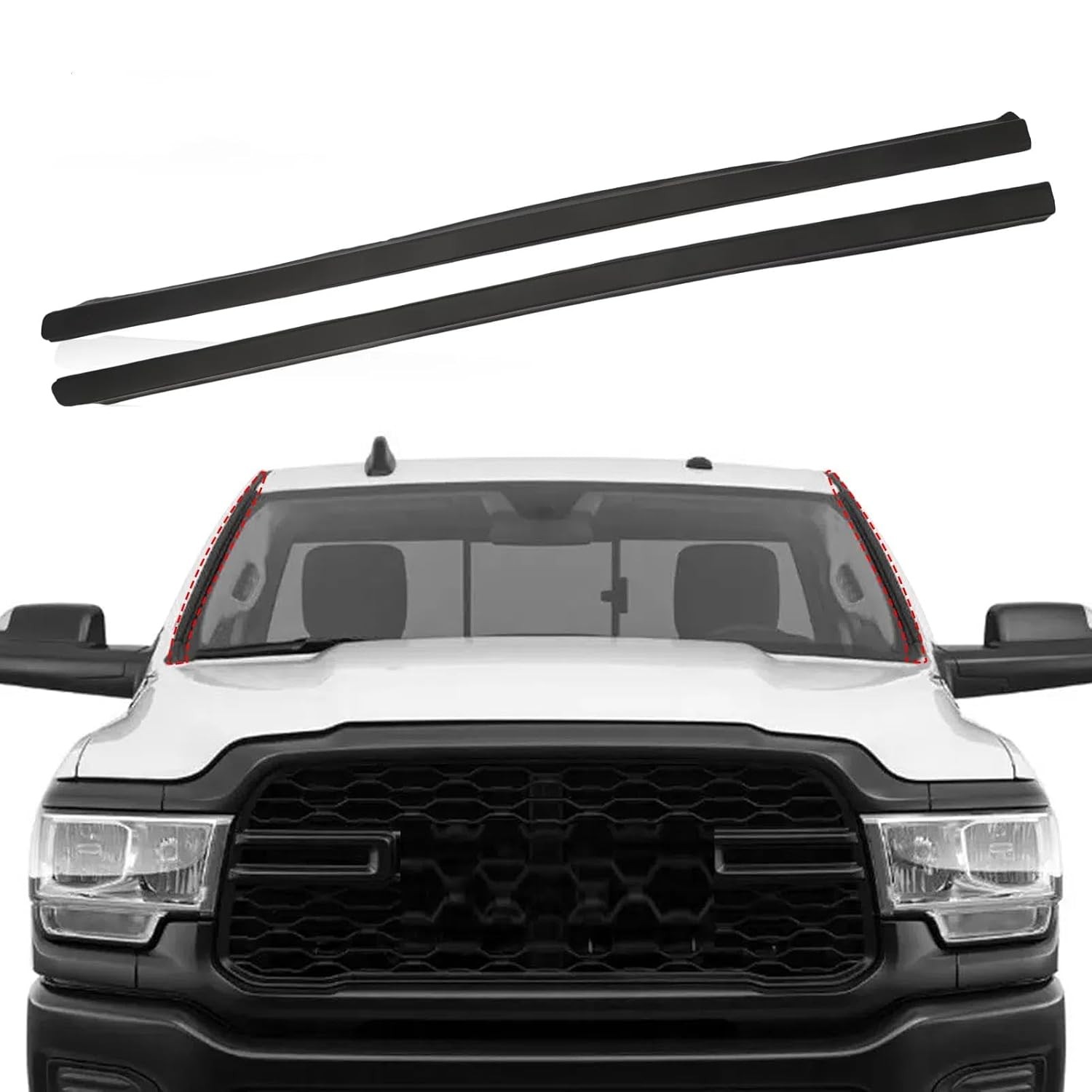 Ram 1500 Windshield Molding Strip Kit Front & Rear Replacement Auto Trim Parts