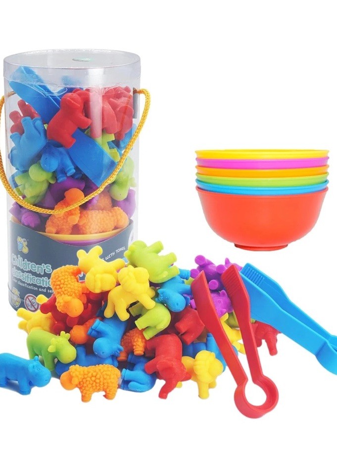 Counting Animal Matching Color Classification Sensory Training Game Sorting Cups