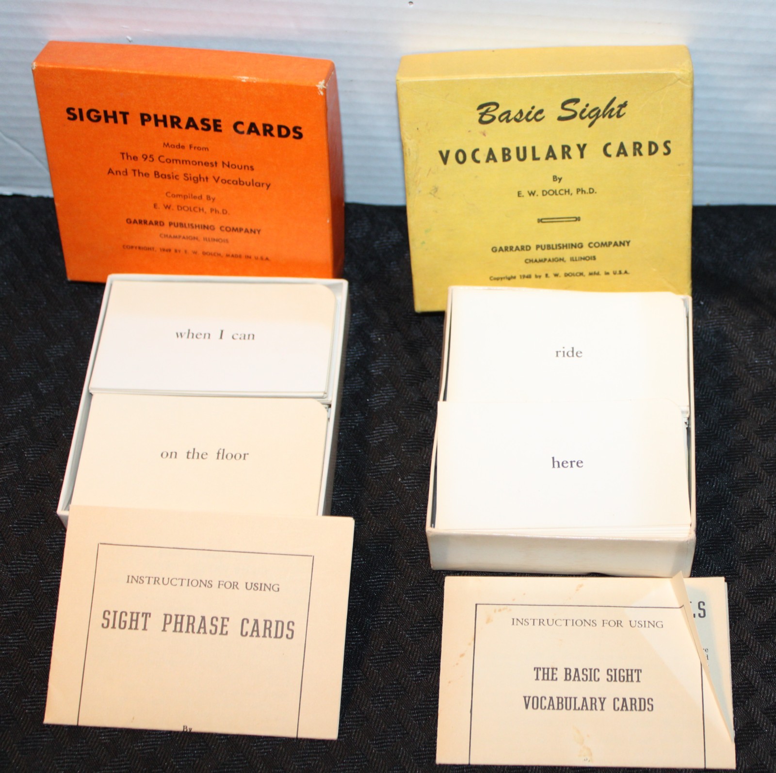 Lot of VTG Dolch® Flash Cards: Basic Sight Vocabulary Cards; Sight Phrase Cards