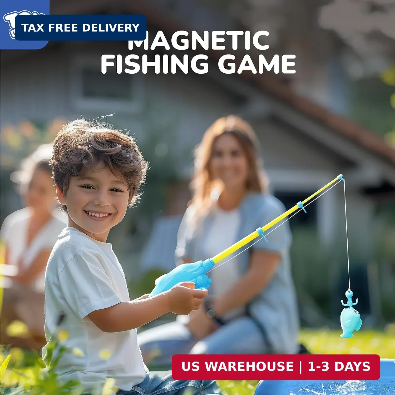 TOY Life 4-Player Magnetic Fishing Game for Kids 3-5 – Toddler Fishing Pole Set