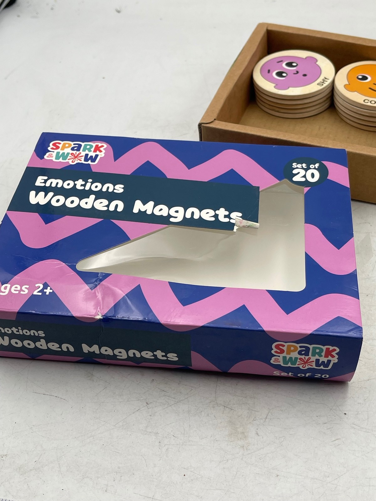 Spark & Wow Emotions Wooden Magnets Set of 20 Kids Educational 16pcs (Missing 4)