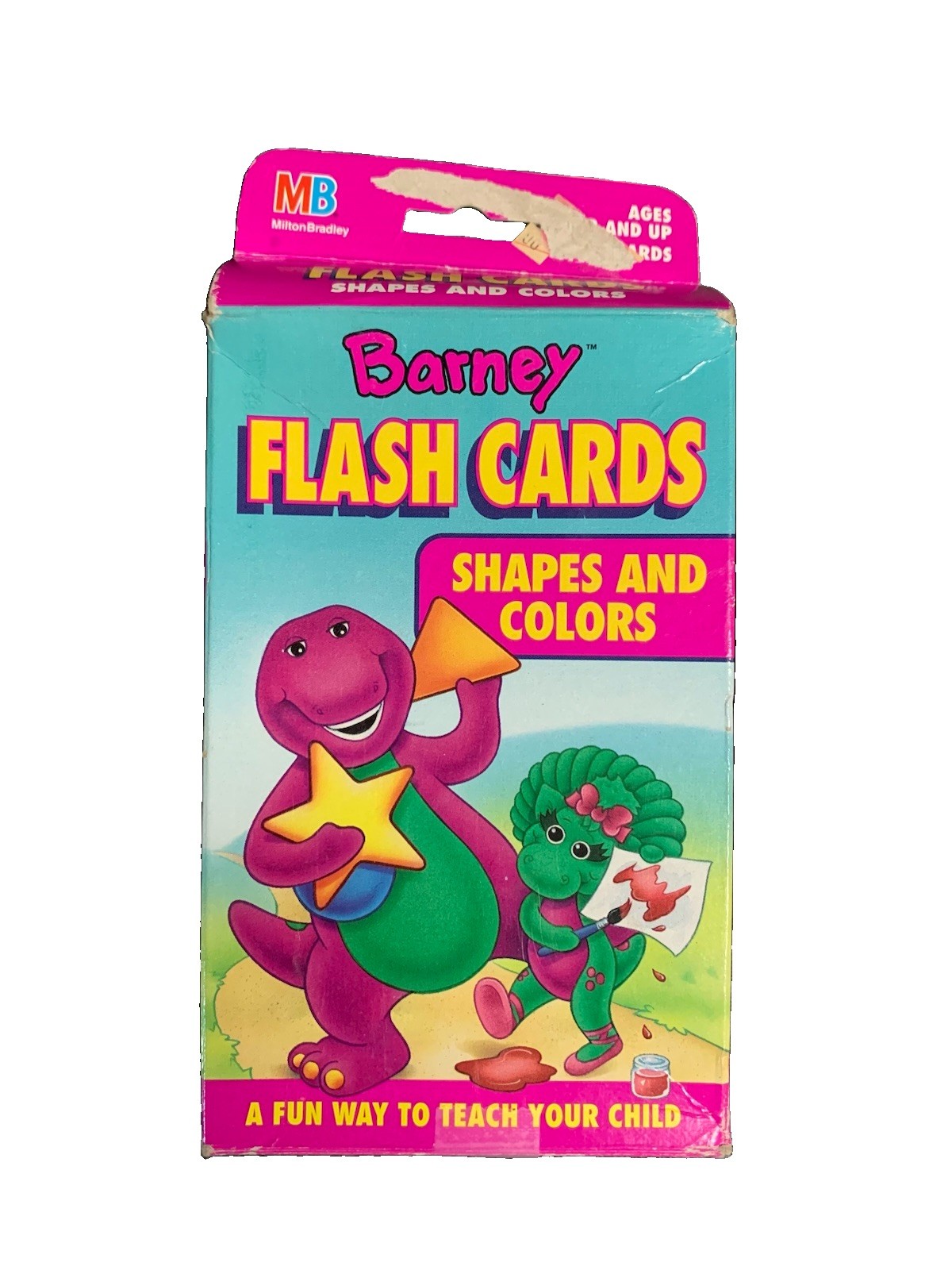 Vintage Barney Baby Bop 1993 Shapes Colors 48 4×6 Flash Cards Milton Bradley